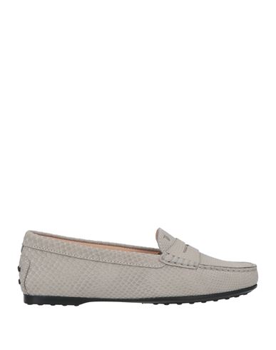 TOD'S TOD'S WOMAN LOAFERS LIGHT GREY SIZE 7 LEATHER 