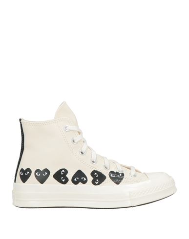 Converse X Comme Des Garçons Play Woman Sneakers Ivory Size 8 Textile Fibers In White