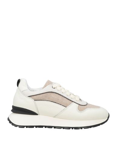 Doucal's Woman Sneakers Cream Size 8 Leather, Textile Fibers In Neutral