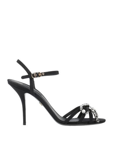 Dolce & Gabbana Black Crystals Ankle Strap Heels Sandals Shoes In Black