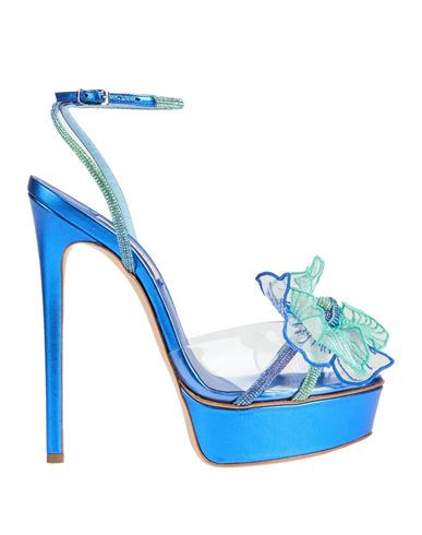 Casadei Woman Sandals Blue Size 6 Textile Fibers, Plastic In Blue