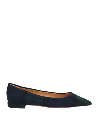 POLO RALPH LAUREN RALPH LAUREN COLLECTION WOMAN BALLET FLATS DARK GREEN SIZE 7.5 TEXTILE FIBERS 