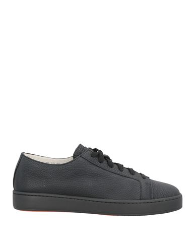 Santoni Man Sneakers Black Size 7.5 Leather In Multi