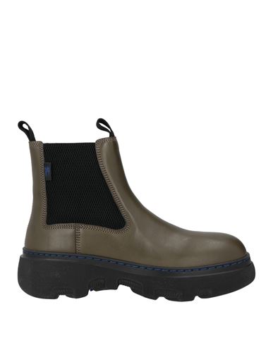Burberry Prorsum Woman Ankle Boots Military Green Size 7 Leather, Textile Fibers In Green