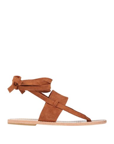 Mim Mar Woman Thong Sandal Camel Size 11 Leather In Beige