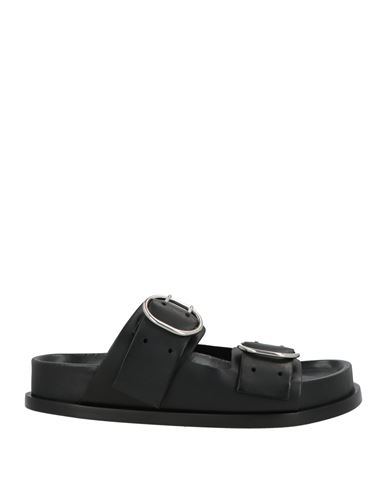 Jil Sander Woman Sandals Black Size 8 Calfskin In Black