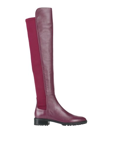 Stuart Weitzman Woman Boot Plum Size 7 Leather, Textile Fibers In Purple