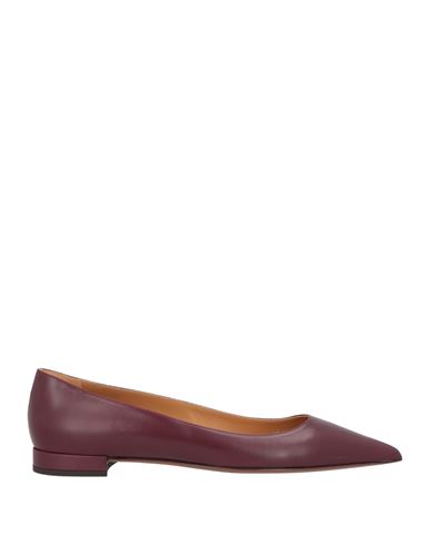 Polo Ralph Lauren Ralph Lauren Collection Woman Ballet Flats Burgundy Size 7.5 Leather In Red