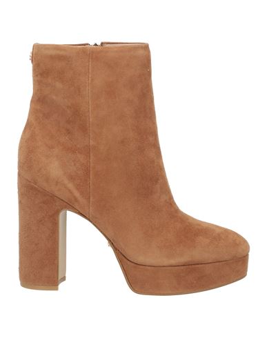 Guess Woman Ankle Boots Camel Size 7 Leather In Beige