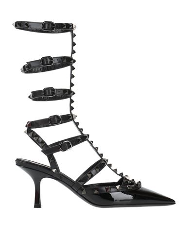 Valentino Rockstud Leather Ankle-strap Pumps In Black