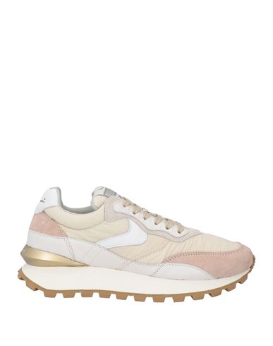 VOILE BLANCHE VOILE BLANCHE WOMAN SNEAKERS CREAM SIZE 10 LEATHER, TEXTILE FIBERS 