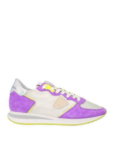 Philippe Model Woman Sneakers Purple Size 6 Leather, Textile Fibers In Purple