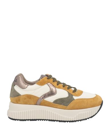 VOILE BLANCHE VOILE BLANCHE WOMAN SNEAKERS CAMEL SIZE 8 GOAT SKIN, TEXTILE FIBERS 