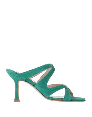 Anna F . Woman Sandals Green Size 9 Leather In Green