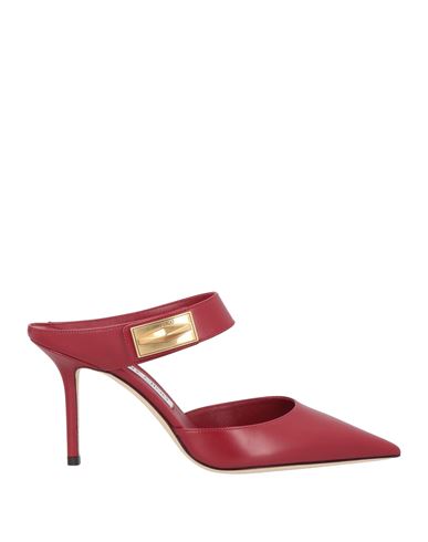 Jimmy Choo Nell 85 Embellished Leather Mules In Red