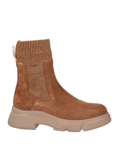 VOILE BLANCHE VOILE BLANCHE WOMAN ANKLE BOOTS CAMEL SIZE 8 LEATHER, TEXTILE FIBERS 