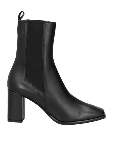 Janet & Janet Woman Ankle Boots Black Size 10 Leather, Elastic Fibres In Black