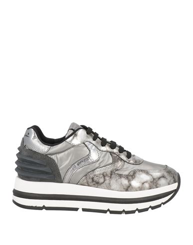 VOILE BLANCHE VOILE BLANCHE WOMAN SNEAKERS SILVER SIZE 7 GOAT SKIN, TEXTILE FIBERS 