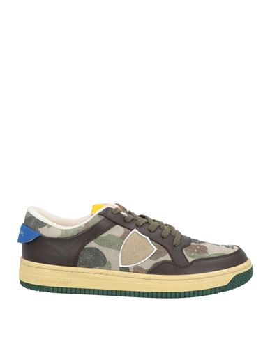 Philippe Model Man Sneakers Dark Brown Size 6 Leather, Textile Fibers In Brown