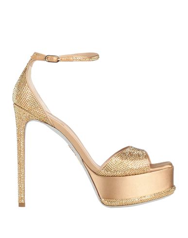 René Caovilla Rene' Caovilla Woman Sandals Gold Size 10 Textile Fibers In Gold