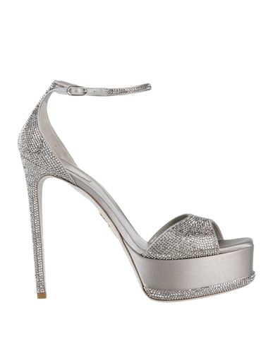 René Caovilla Rene' Caovilla Woman Sandals Silver Size 9 Textile Fibers In Silver