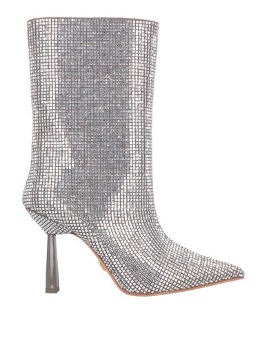 Lola Cruz Woman Ankle Boots Silver Size 8 Leather In Silver
