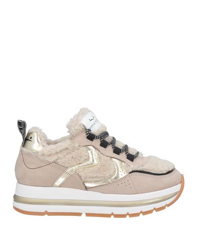 Shop Voile Blanche Woman Sneakers Taupe Size 7 Leather, Shearling In Grey