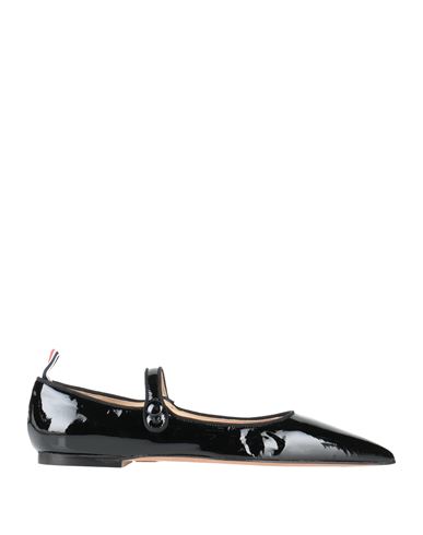 Thom Browne Pointed Thom John Flat In Soft Patent Leather In Black