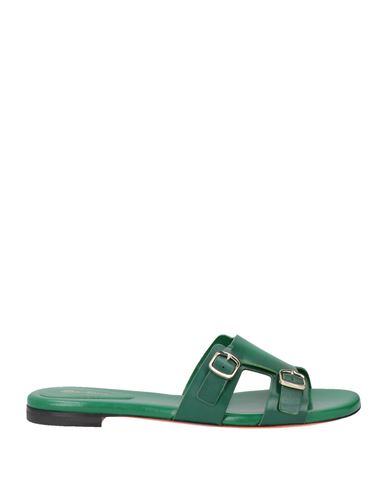 SANTONI SANTONI WOMAN SANDALS GREEN SIZE 6 LEATHER 