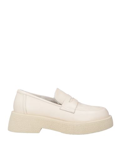 Versace Loriblu Woman Loafers Ivory Size 8 Calfskin, Shearling In White
