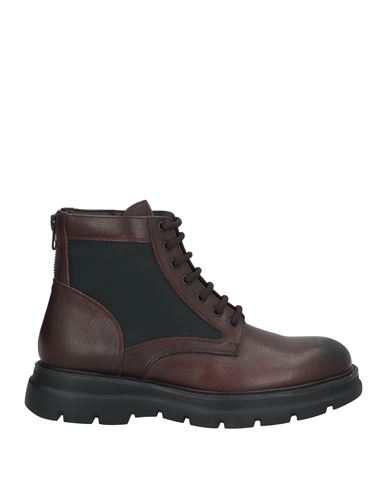 Giovanni Conti Man Ankle Boots Dark Brown Size 9 Leather, Textile Fibers In Brown