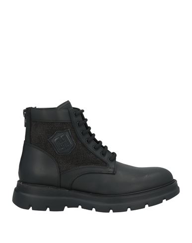 Giovanni Conti Man Ankle Boots Black Size 8 Leather, Textile Fibers In Black