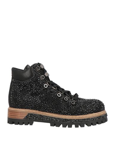 Le Silla Woman Ankle Boots Black Size 5 Calfskin In Animal Print
