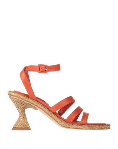 Paloma Barceló Woman Espadrilles Orange Size 6 Leather In Orange