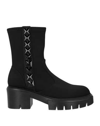 Jeannot Woman Ankle Boots Black Size 6 Leather, Textile Fibers