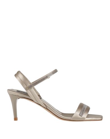 Pedro Garcia Pedro García Woman Sandals Light Grey Size 7 Textile Fibers, Swarovski Crystal In Grey
