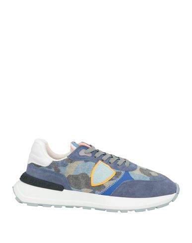 Philippe Model Man Sneakers Slate Blue Size 9 Leather, Textile Fibers In Blue