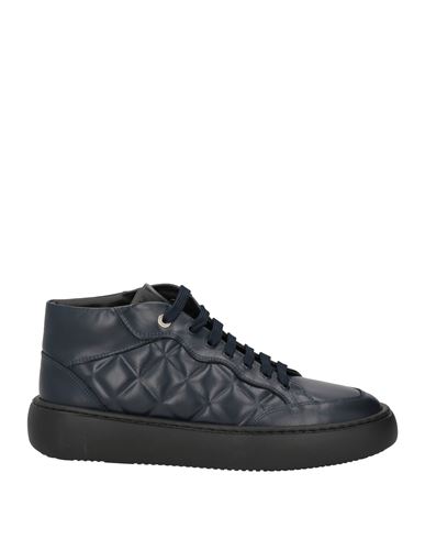 Baldinini Man Sneakers Midnight Blue Size 7 Calfskin In Blue