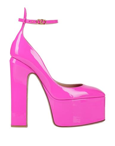 Shop Valentino Garavani Woman Pumps Fuchsia Size 8 Leather In Pink