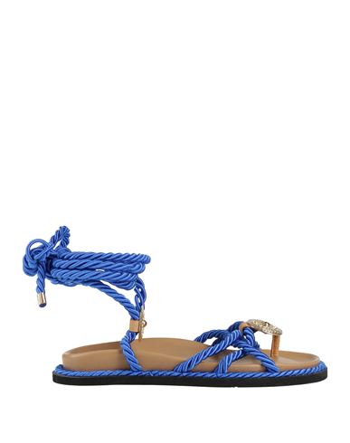 Tamika Couture Woman Thong Sandal Blue Size 8 Textile Fibers In Blue