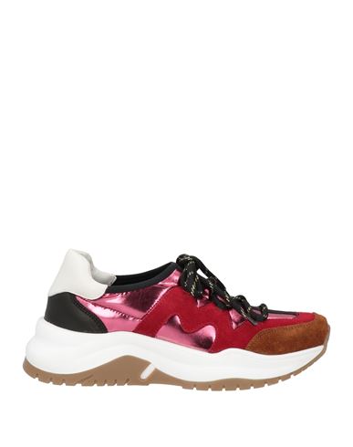 Baldinini Woman Sneakers Red Size 7 Textile Fibers, Leather In Red
