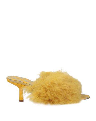 Burberry Jackie Shearling And Leather Mules In Yellow