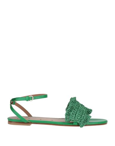 Redv Red(v) Woman Sandals Green Size 9 Textile Fibers, Leather In Green