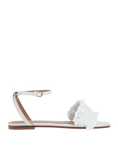 Redv Red(v) Woman Sandals White Size 7 Textile Fibers, Leather In White