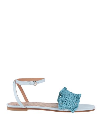 Redv Red(v) Woman Sandals Sky Blue Size 7 Textile Fibers, Leather In Blue