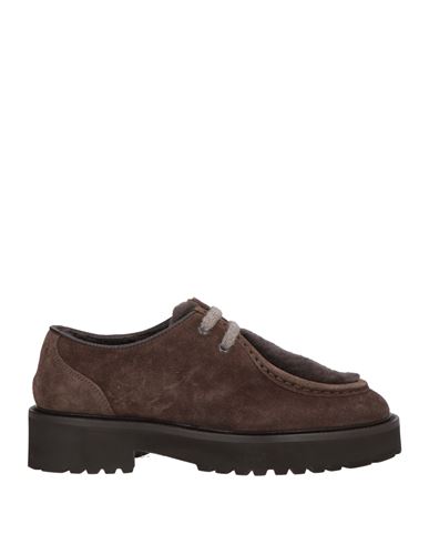 Doucal's Woman Lace-up Shoes Dark Brown Size 7 Leather In Brown
