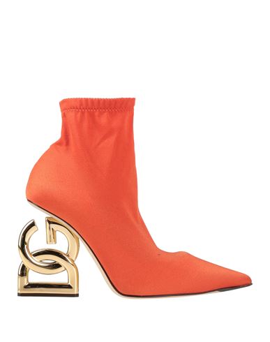 Dolce & Gabbana Woman Ankle Boots Orange Size 7 Textile Fibers In Orange