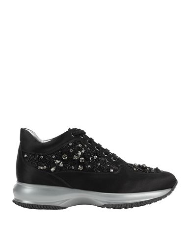 Hogan Woman Sneakers Black Size 8 Textile Fibers, Leather In Black