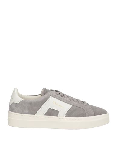 Santoni Man Sneakers Light Grey Size 11 Leather In Grey