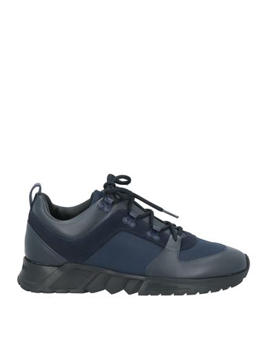 Giorgio Armani Man Sneakers Midnight Blue Size 9 Calfskin In Blue